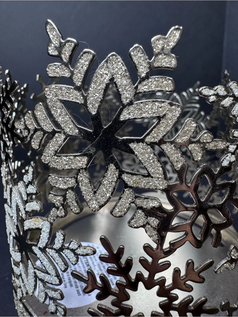 Bath & Body Works 3-Wick Candle Holders Set of 2 Silver Snowflake Bronze Leaf